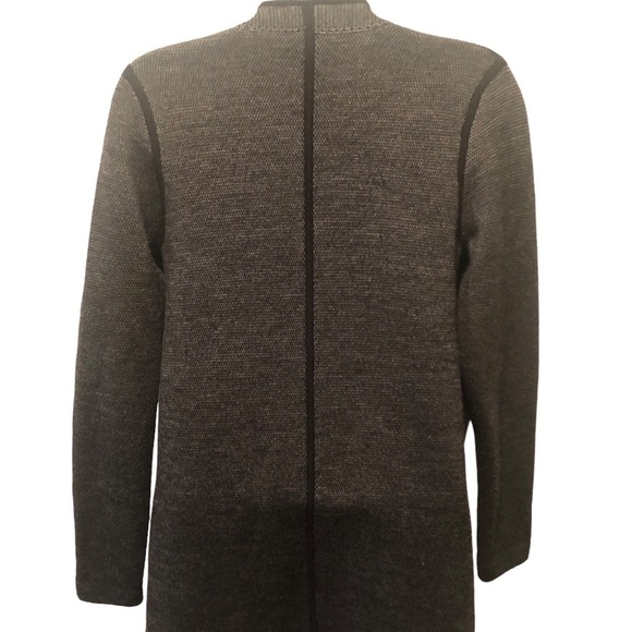 Talbots Merino Wool Open Concept Long Cardigan Sz. S Herringbone Black Gray - Picture 3 of 6